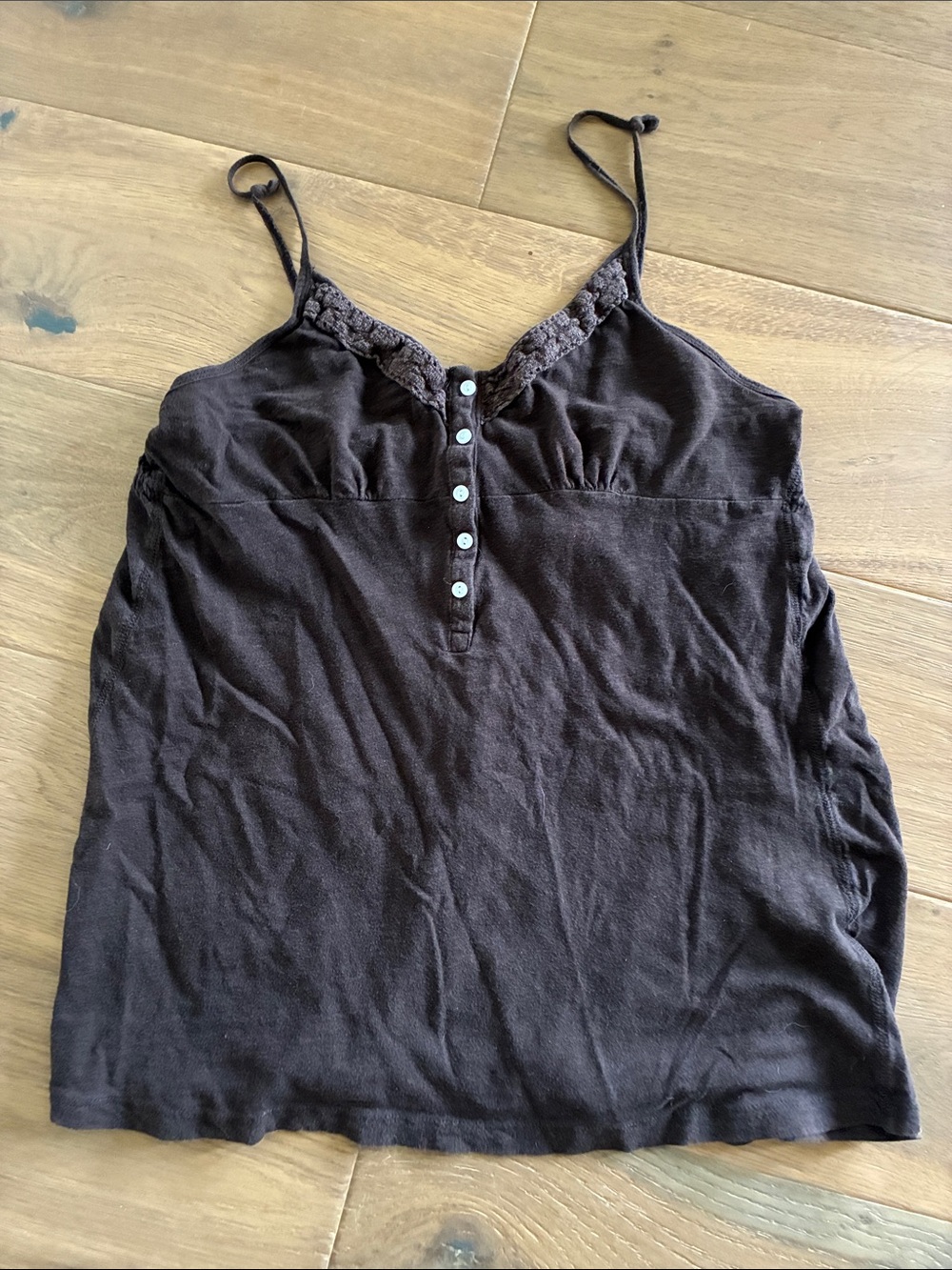 GAP Dark Brown Lace-Trim Spaghetti Cami